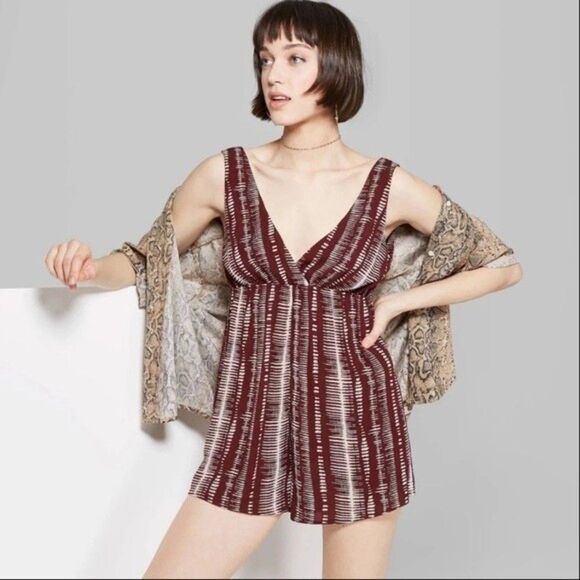 Wild Fable Sleeveless Wrap Top Romper Cream & White New With Tags XS RM-A - Picture 1 of 6
